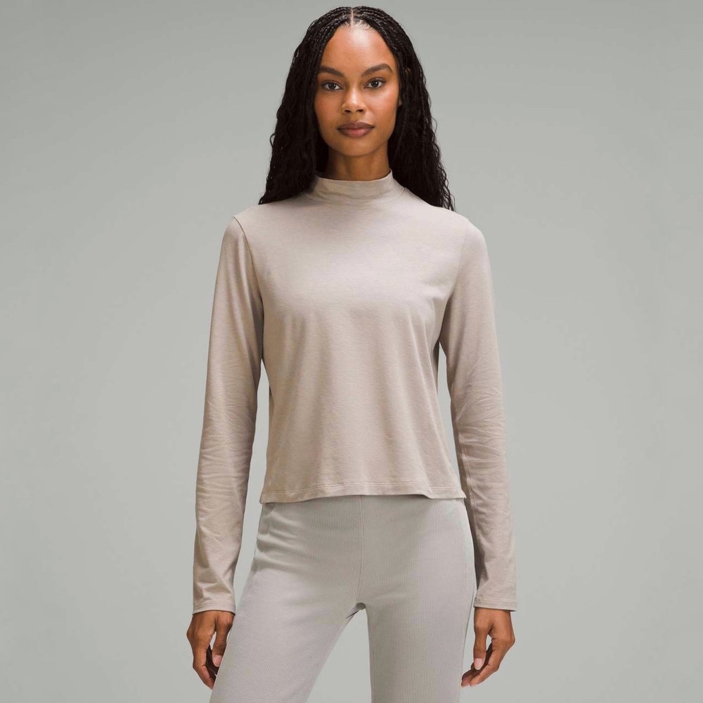 Lululemon | Classic-Fit Cotton-Blend Mockneck‎ Long-Sleeve Shirt Riverstone